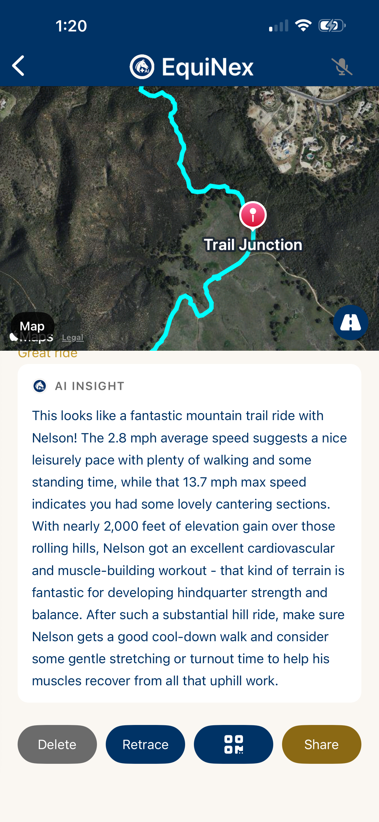 AI Insight after trail ride — conditioning and recovery analysis for Nelson